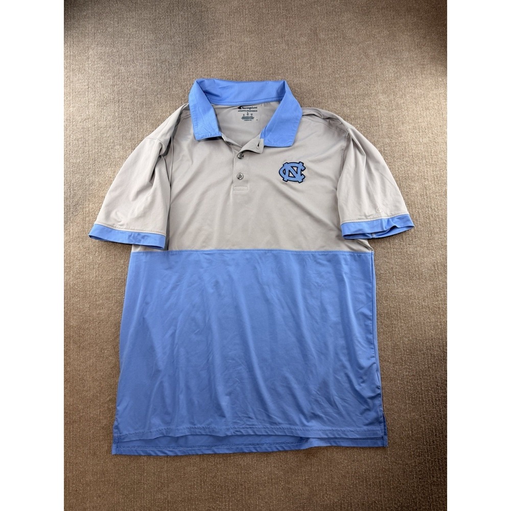 Polo Champion UNC Tar Heels Gray Blue Performance Shirt Mens L